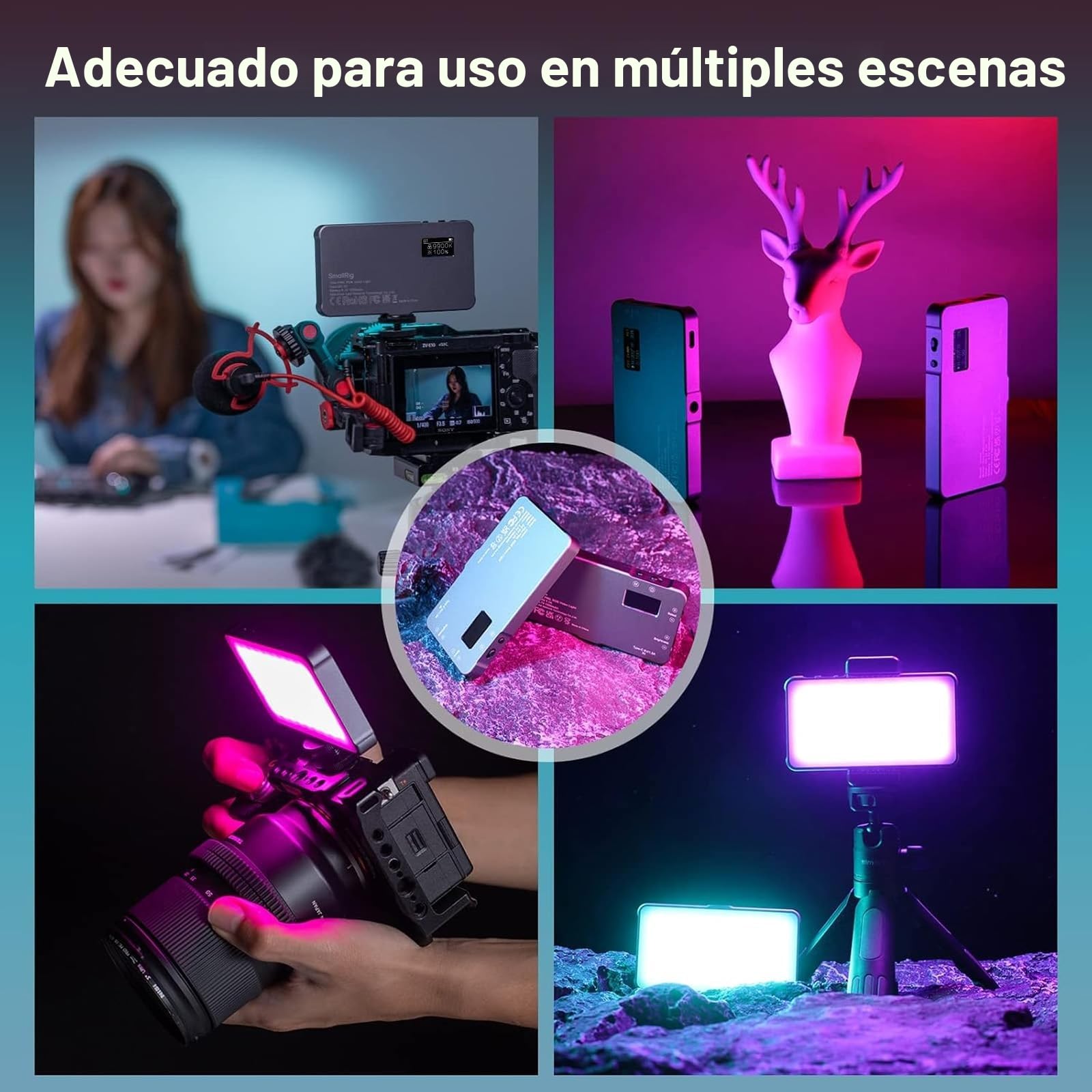 SMALLRIG P96L RGB Luz de Video, Luz LED Portátil de Metal para Cámara, 2500-8000 K, 21 Efectos, CRI 96+, Pantalla OLED, Iluminación para Fotografía y Video, Compatible con Teléfono y Cámara - 3489BC