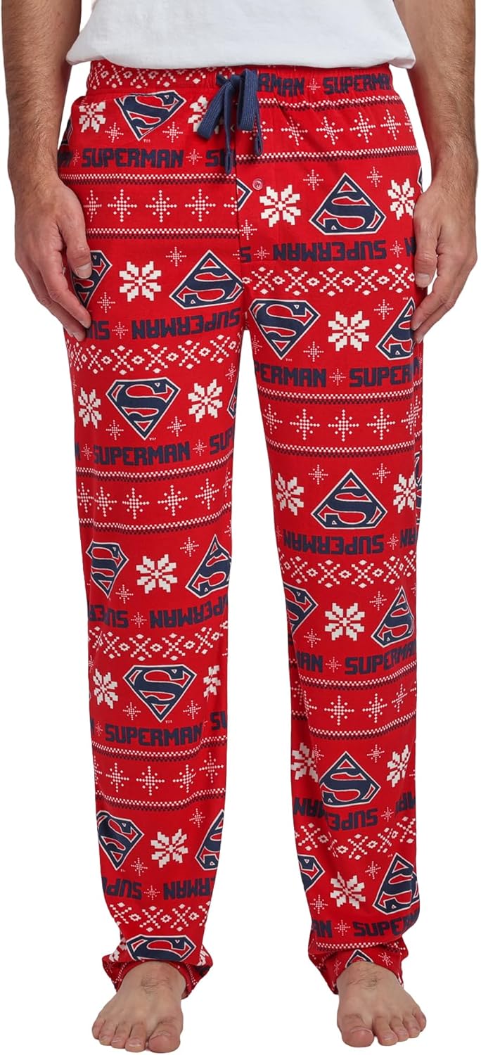 Superman All-Over Print Men's Lightweight Plush Minkey Fleece Sleep Pajama Pants - Image 2