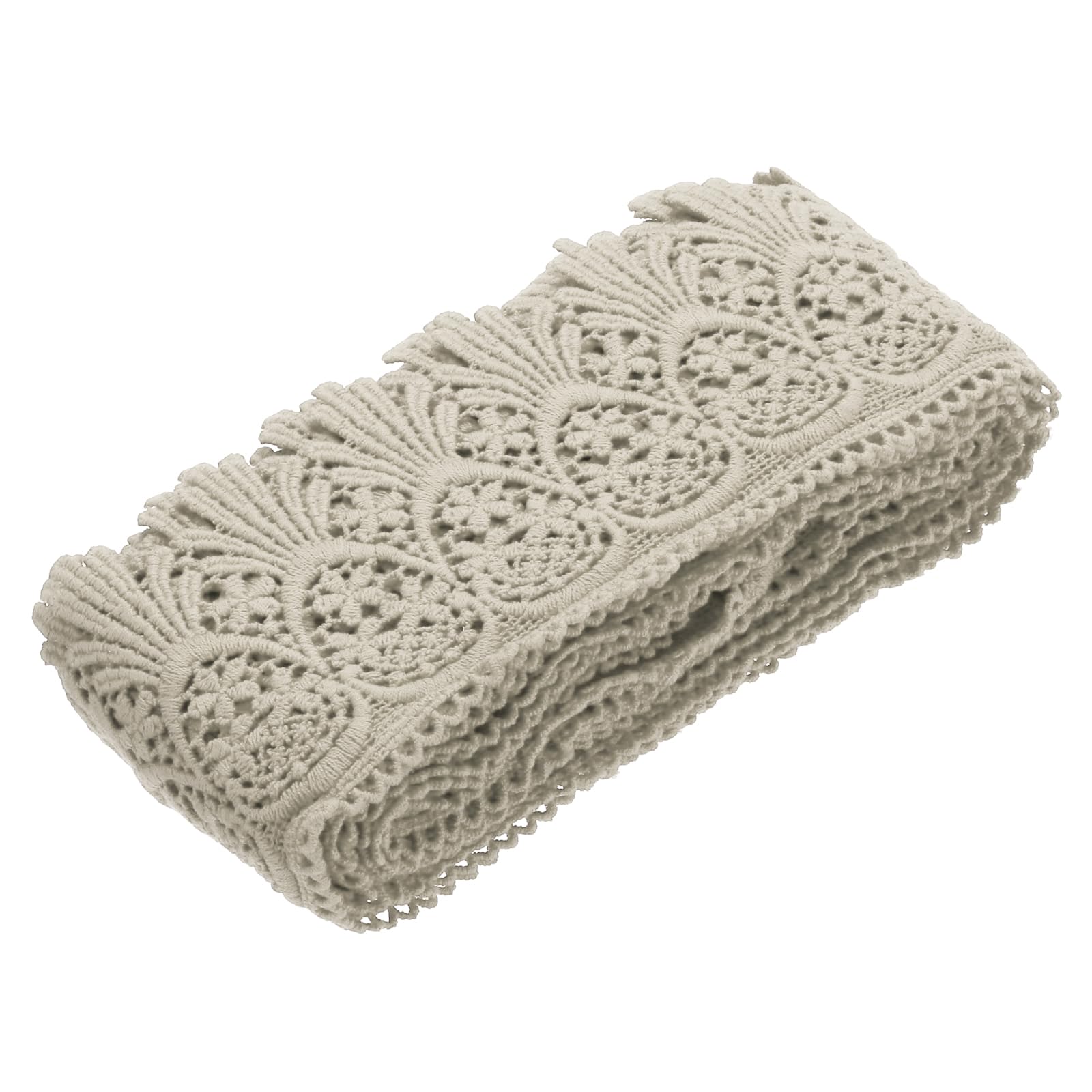 sourcing map Cotton Lace Trim Vintage Crochet 3inch x 9yard Light Gray Stretch Lace Edge Ribbon for DIY Scrapbooking Clothes Curtain Slipcover Fabric — image 1