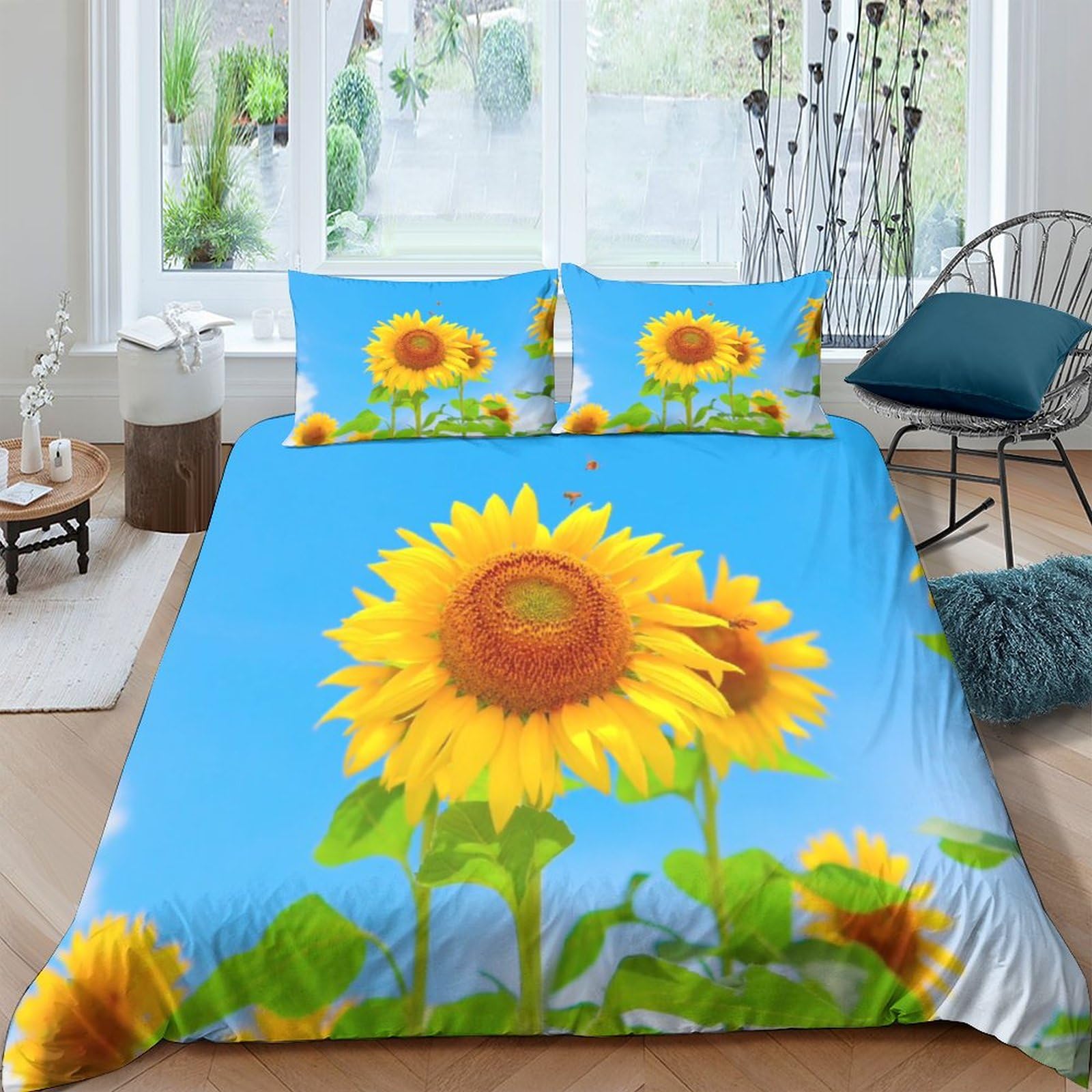Parure de lit 200x200cm IOFEER tournesol en microfibre avec housse