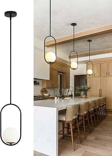 Miniatura 11 de Yunnix Luces colgantes para isla de cocina, lámparas colgantes, moderna iluminación colgante de cristal con globo dorado, candelabro de latón de