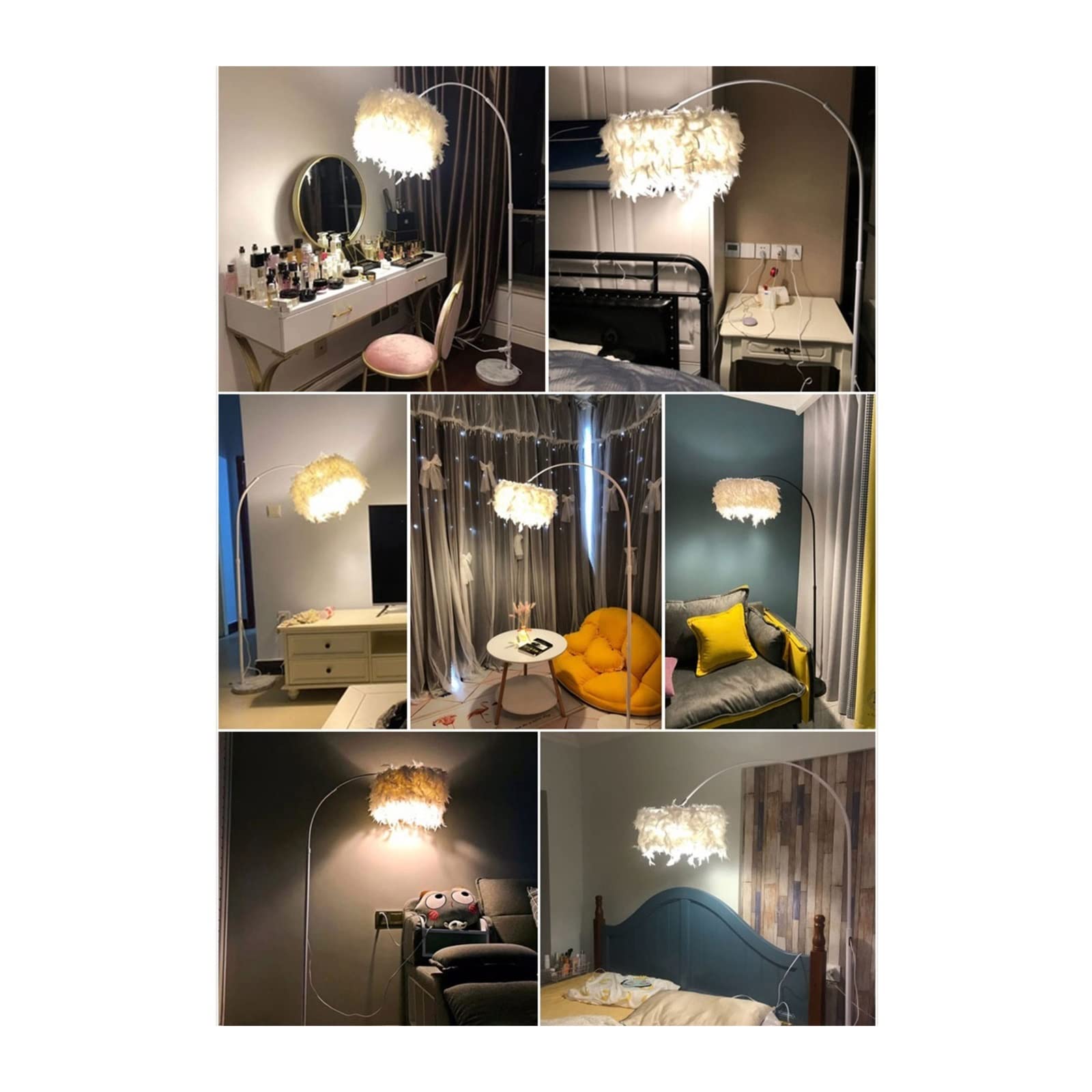 Światło pionowe Lampa podłogowa z piórami Minimalistyczny salon LED, gabinet, sypialnia, stojąca lampa przy łóżku (bez źródła światła) Lampy Stojące(Czarny)