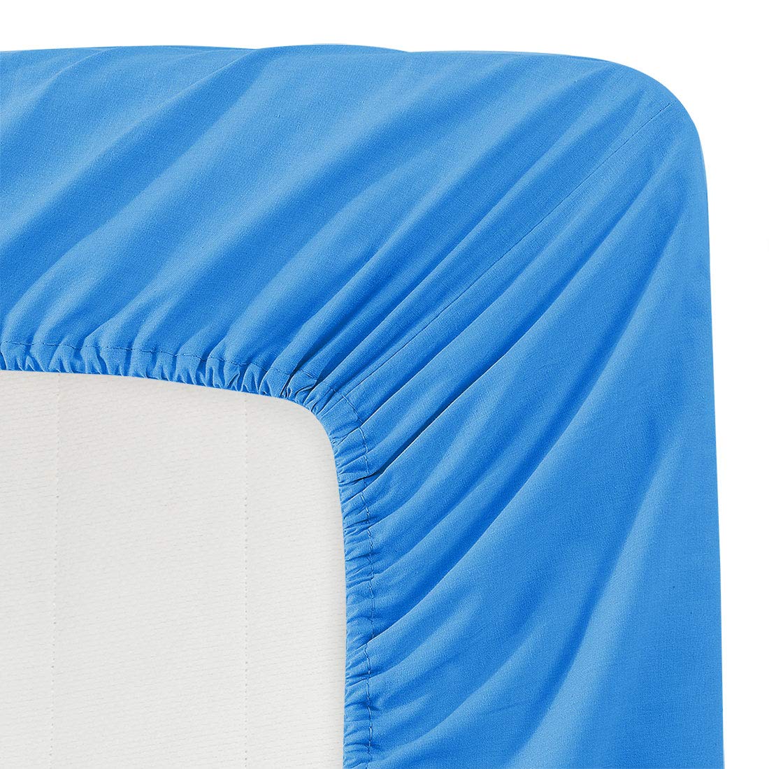 BASIC CHOICE Solid Color Microfiber Queen Deep Pocket Fitted Sheet, Blue