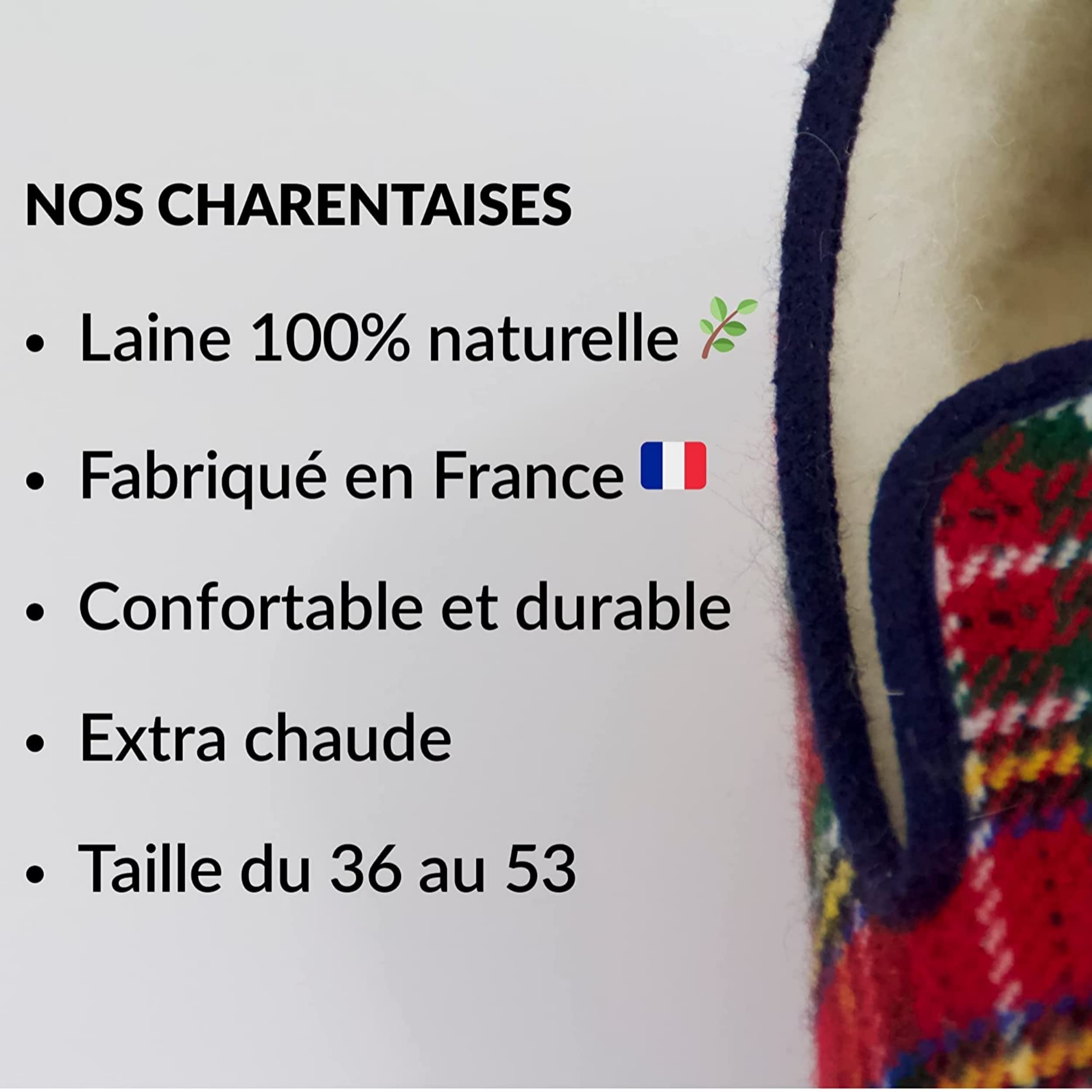 La Pantoufle du Berry - Charentaises misto Made in France - Pantofole comode e calde invernali - Interno foderato 100% lana naturale - Pantofole per la casa