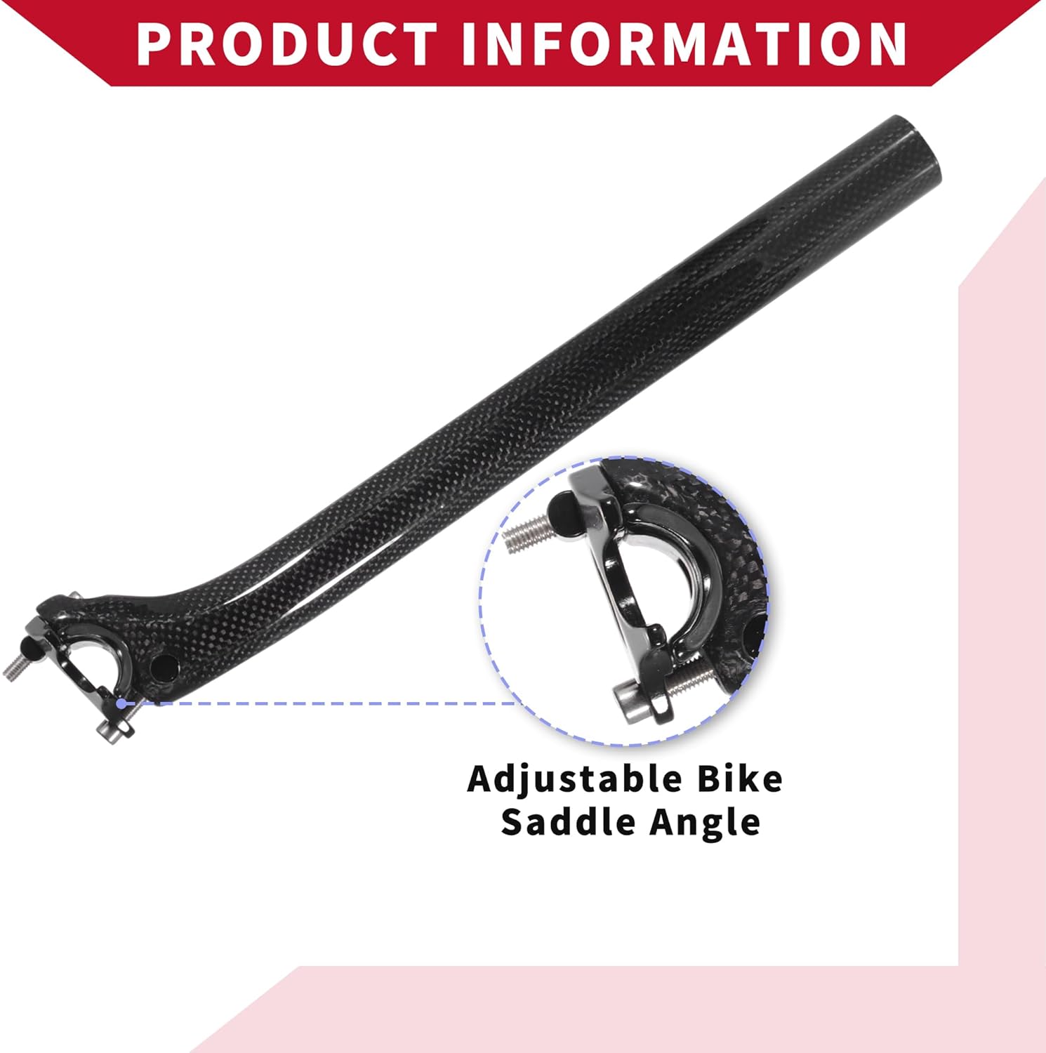 Bicycle Seat Post / Outer Bike Seatpost Bicycle Seat Tube for Bicycle / Durable Carbon Fiber / 1 Pcs 3K Gloss Black