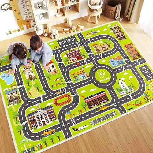 Miniatura 1 de Alfombra de juego para niños de 6.5 x 9.8 pies, ideal para que los niños disfruten de la vida de la ciudad, jueguen y aprendan de forma segura y