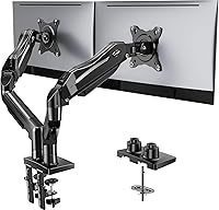 HUANUO Dual Monitor Stand for 13-32" Screens - Full Motion Adjustable Desk Mount, VESA 75/100, C-Clamp/Grommet, 4.4-19.8lbs per Arm