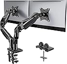 HUANUO Dual Monitor Stand, Fully Adjustable Monitor Desk Mount for 13–32″ Computer Screens, Full Motion VESA 75x75/100x100 with C-Clamp & Grommet Base, Each Arm Holds 4.4 to 19.8 lbs