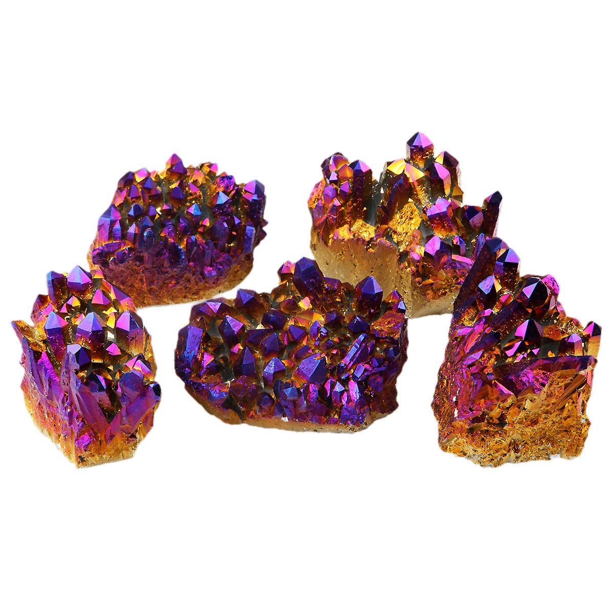 Nupuyai Titanium Coated Bergkristall Druse Rohstein unregelmäßige Kristall Cluster Quarz Geode Edelstein für Reiki Feng Shui Deko