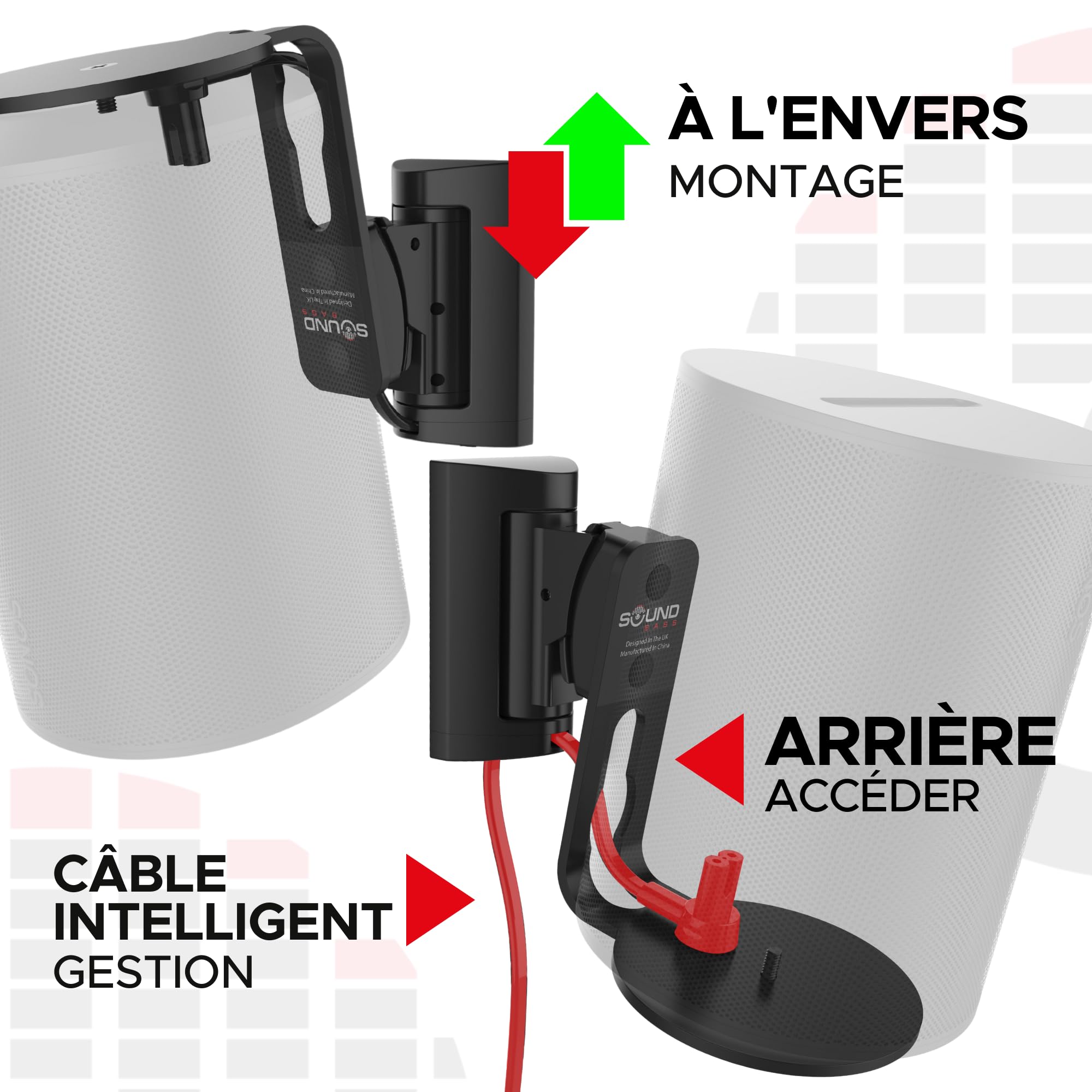 Lot De 2 Supports Muraux Métal Pour Enceinte Sonos Era 100 – Pivotants, Noirs