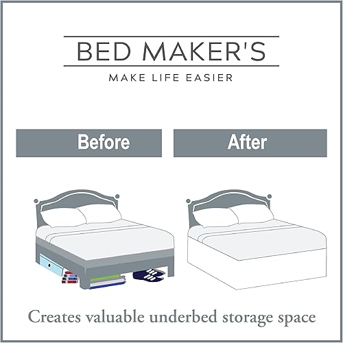 Miniatura 6 de Bed Maker's Falda de cama de microfibra envolvente para camas ajustables, estilo a medida, longitud de caída de 15 pulgadas, matrimonial, color