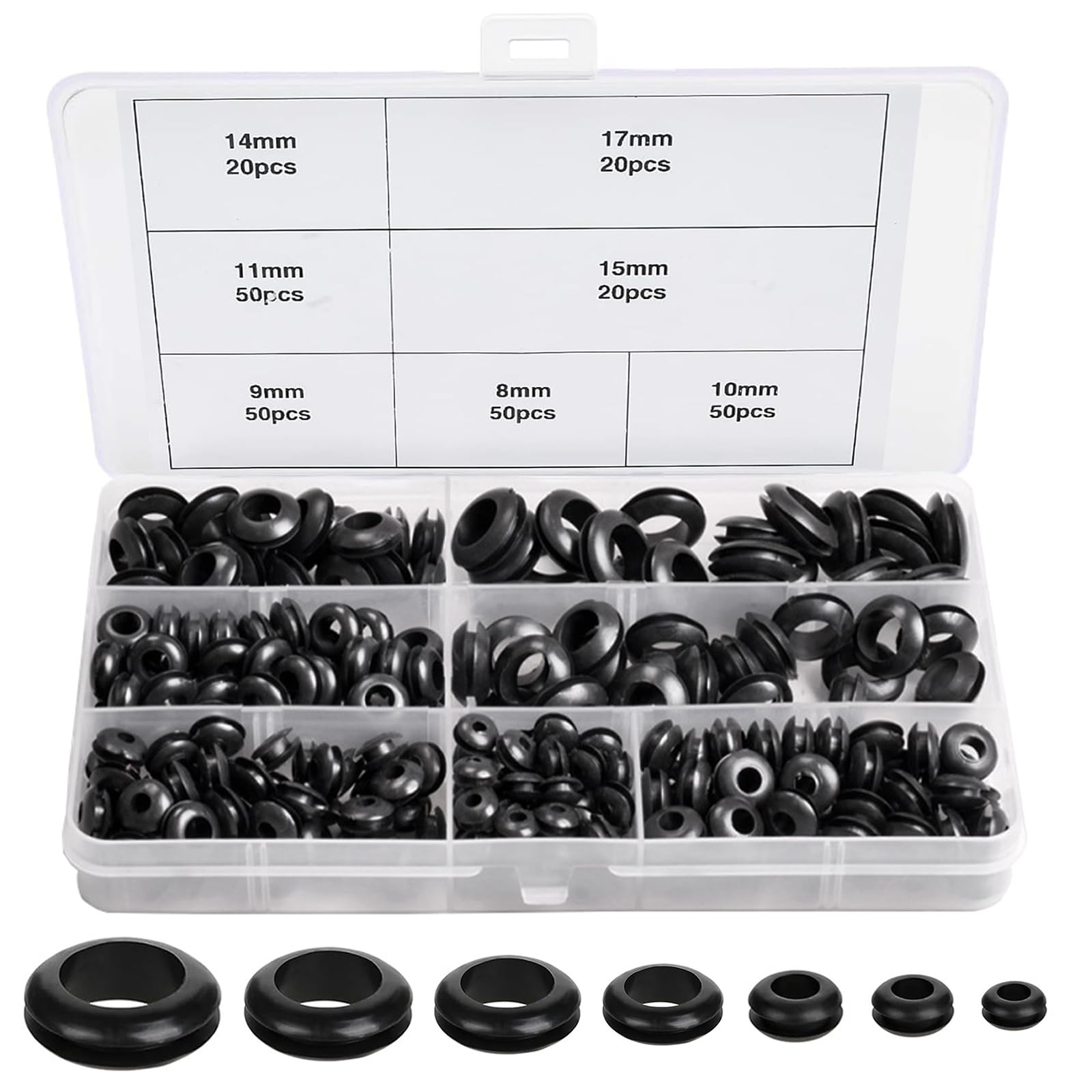 Eteamcan Rubber Grommets For Holes Cables Assorted 260 Pcs Rubber Grommet Kit Cable Hole Gaskets Cover Conductor Wiring Blanking Grommets Set 7 Sizes