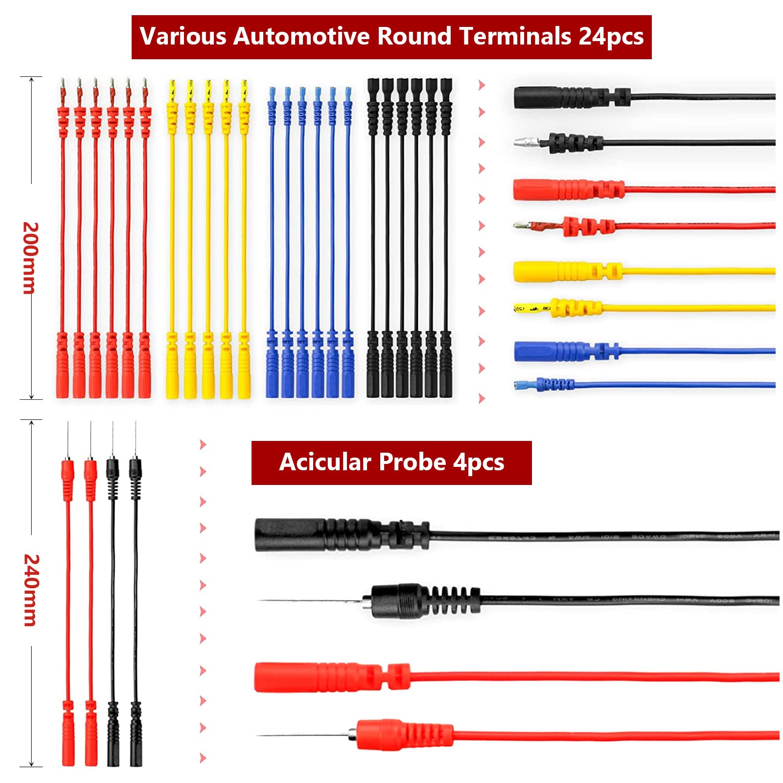 Multimeter-Messleitung Messkabel 92-teiliges Multimeterkabel-Kit Kabel Elektriker-Messkabel-Kit Professionelle Auto-Motor-Reparaturwerkzeuge mit austauschbarem Multimeterkabel-Set