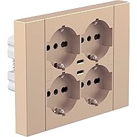 Electraline 22147 Multipresa da incasso Quadra 4 Posti Universali P40 + 2 USB