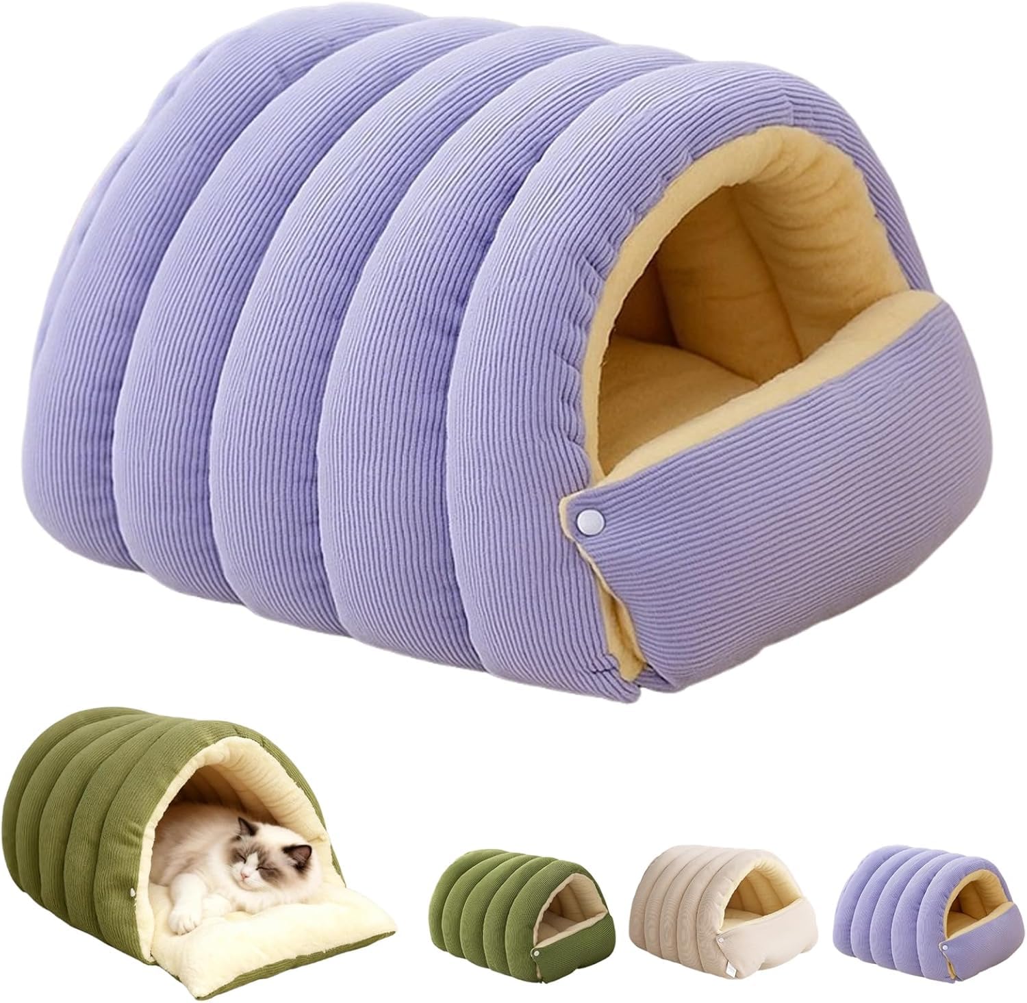Winter Warm Pet Sleeping Bag for Indoor, Cozy Winter Pet Beds for Small Dog and Cat, Plush Cats Sack Self Warm Bed Cave, Burrow Dog Bed, Foldable Cat Beds (Purple,L (57 * 37 * 28cm))