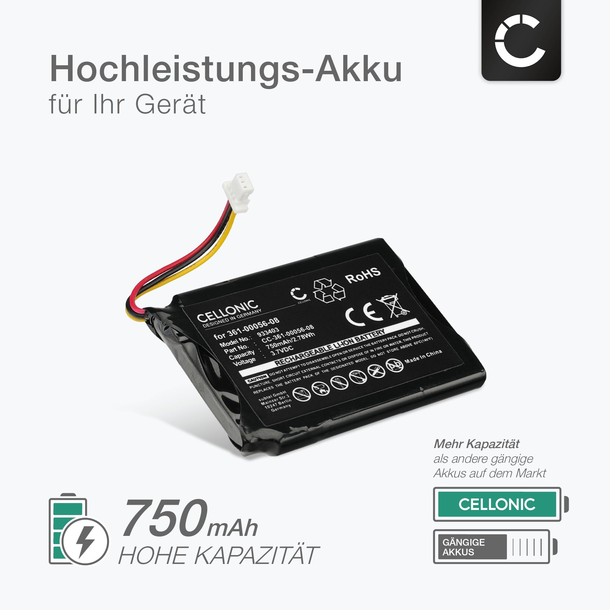 CELLONIC, Battery Sat Nav Compatible With Garmin Camper 770 LMT-D, Nüvi