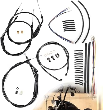 14" Ape Hanger Sportster Cables Kit Handlebar Extended CAN-Bus/Turn Signal Wires/Clutch/Throttle Cables/Brake Line for 2007-2013 Harley Non-ABS Iron XL XLH 883 1200 50 ModelsBlack