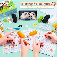 Vista 3 de Auspicious beginning Kit de ganchillo para principiantes, kits de ganchillo de 4 piezas, kits de animales de ganchillo familiares con tutoriales