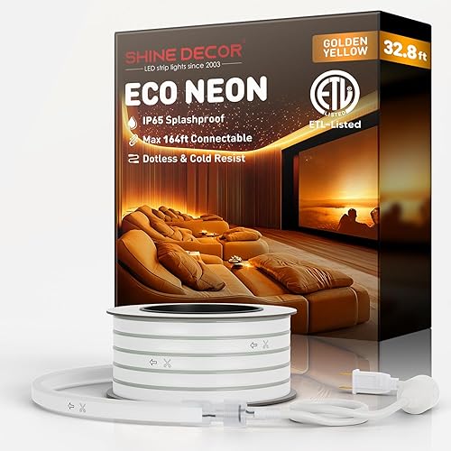 Shine Decor Cuerda de luces LED CA de 120 V, conectables y cortables, sin puntos, 120 LEDsM, tira de iluminación ecológica, ETL IP65 impermeable y