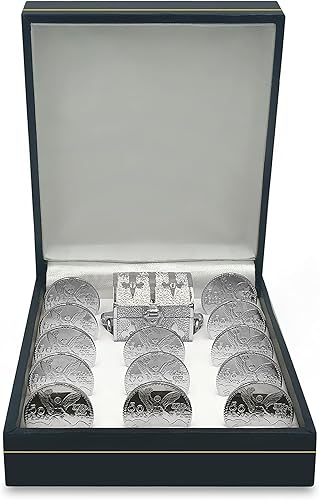 Accesorios de boda Monedas Unity Arras Matrimoniales - Arras para Boda Monedas clásicas decorativas hechas a mano, cofre y caja (San Benito)