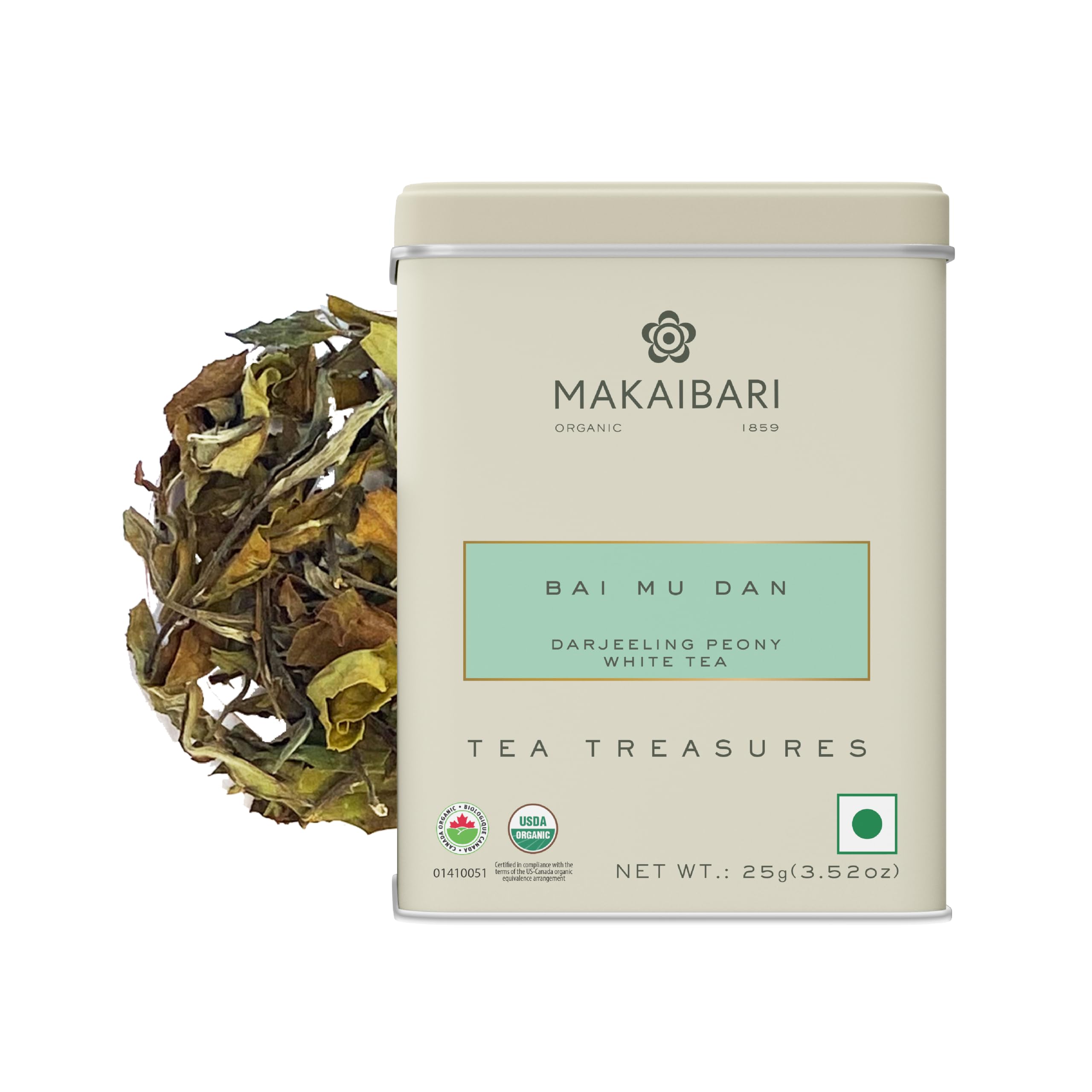 Makaibari Bai Mu Dan | 25 gm Tin Caddy | White Loose Tea | Handpicked Organic White Tea-image-45