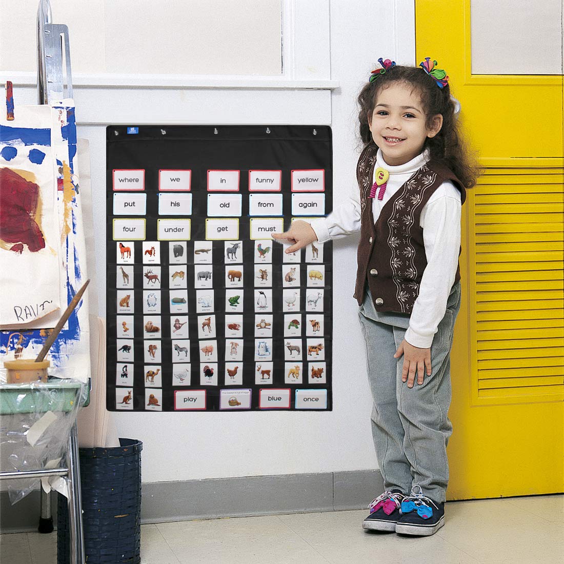 Buy Gamenote Classroom Standard Pocket Chart 34×44 Heavy Duty Hanging