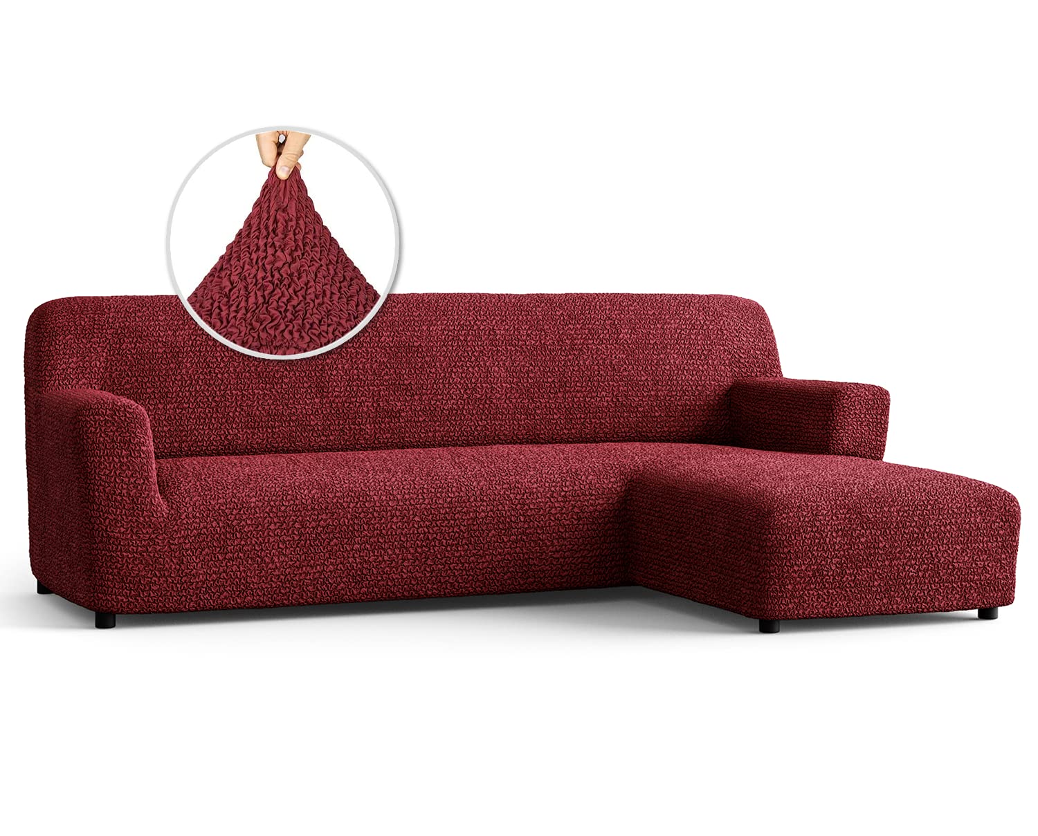 PAULATO BY GA.I.CO. Sectional Couch Cover - L-Shape Sofa Cover - Soft Fabric Seat Slipcovers - 1-piece Form Fit Stretch Furniture Slipcover - Microfibra Collection - Bordo (Right-Facing Chaise) L-Shaped Sofa Right Bordo