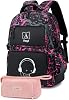 Asge Backpack Boys School Backpack Girls Teenagers Cool School Daypacks Children Reflective School Bag Outdoor Camping Large School Bag Waterproof Satchel Shoulder Bags Set