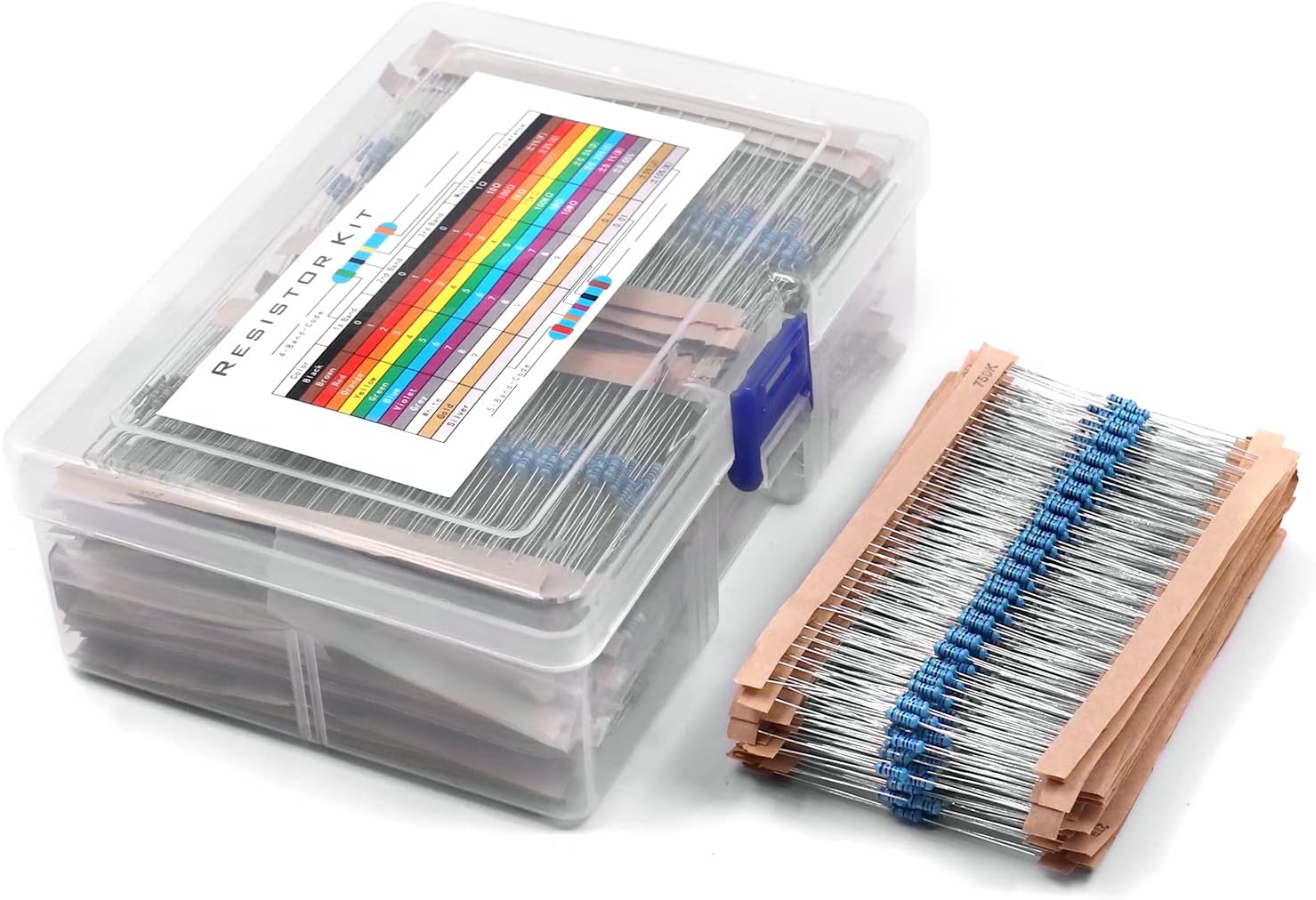 2600Pcs 130 Values Resistor Kit 1/4W, 1 Ohm-3M Ohm RoHS Compliant MelkTemn Resistor Assortment Kit Metal Carbon Film Fixed 1% Electrical Resistors Set Assortment Resistance Optional 100% New