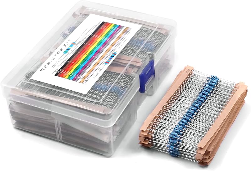 2600Pcs 130 Values Resistor Kit 1/4W, 1 Ohm-3M Ohm RoHS Compliant MelkTemn Resistor Assortment Kit Metal Carbon Film Fixed 1% Electrical Resistors Set Assortment Resistance Optional 100% New