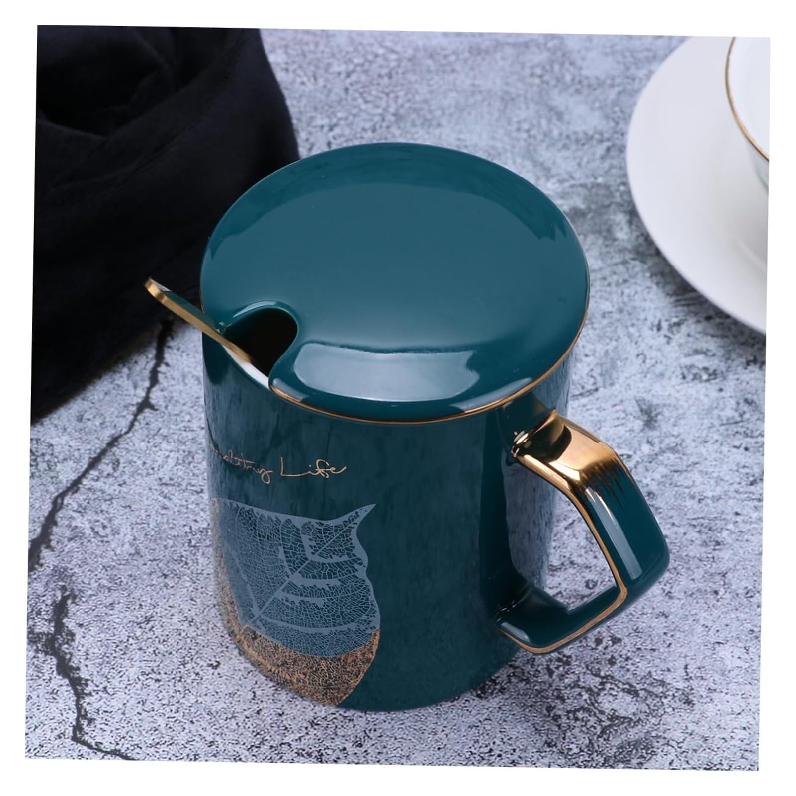Tazas de café, tazas de bebidas, taza de cerámica con tapa, taza con tapa, taza para beber, taza de agua, taza de regalo, taza de porcelana, taza de café verde, taza de personalidad con tapa, taza de