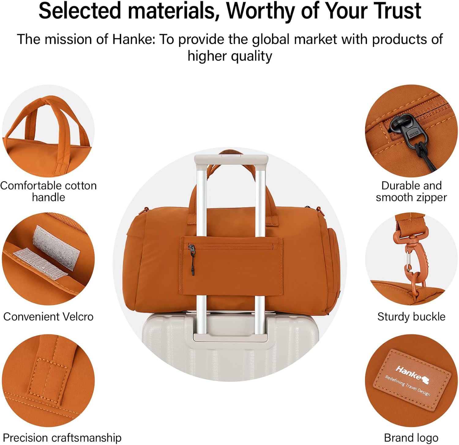 Hanke Cloud Carry On Luggage Bags for Travel Carry On Bag for Women Lightweight Travel Tote Bag Overnight Weekender Bag,Mocha Brown - Image 4