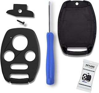 4-BTN Cover Case Keyless Entry Remote Key Fob Shell Replacement, fits 2003-2012 Honda Accord, 2006-2013 Civic EX, 2009-2015 Pilot, 2005-2006 CR-V / NO Cutting Required