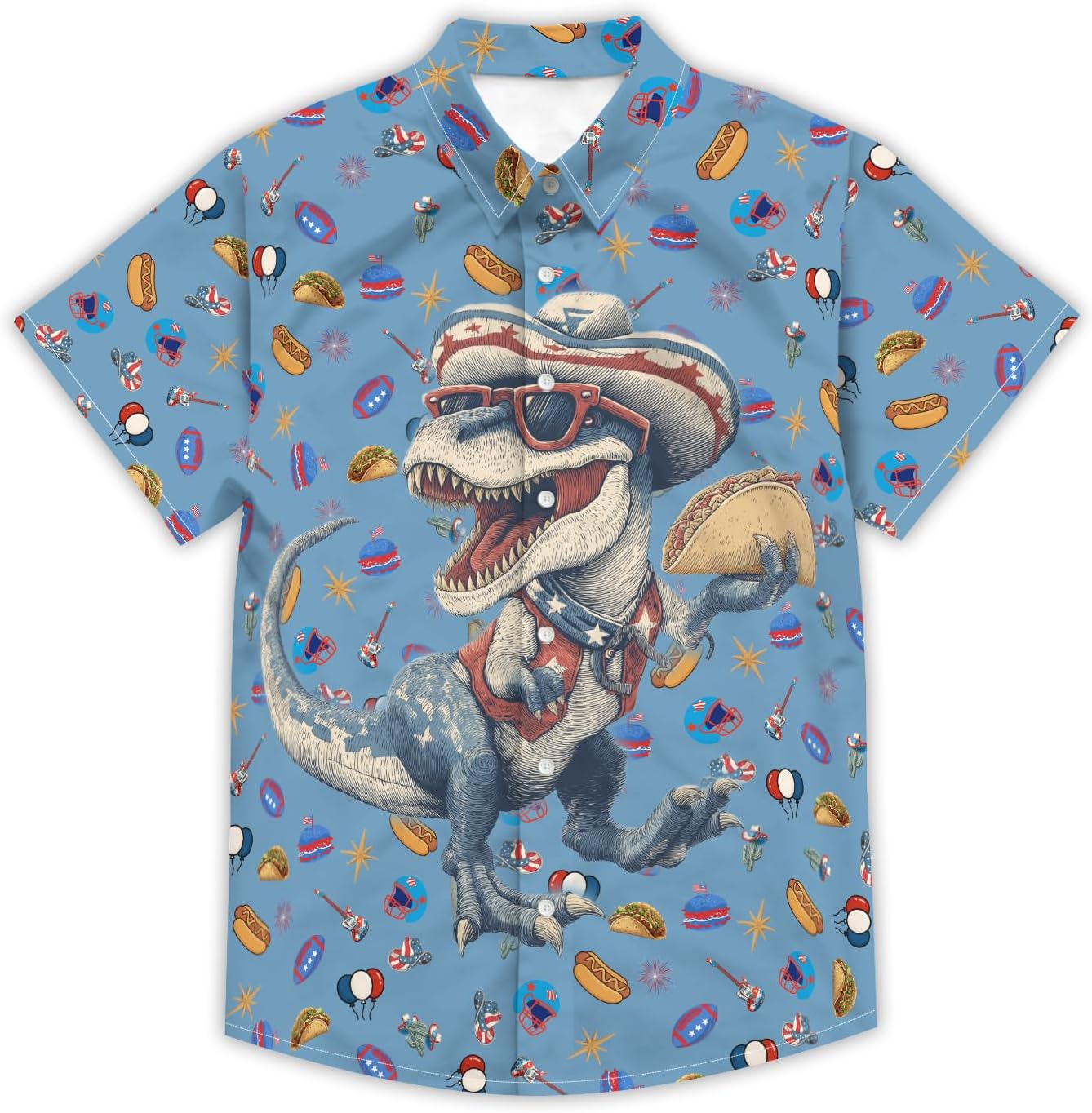Men's Hawaiian Funny Beach Tropical Short-Sleeve Holiday Print Fun Shirt Casual Button Shirt Unisex.