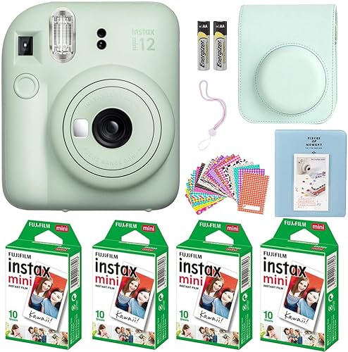 Fujifilm Instax Mini 12 Cámara instantánea con película instantánea Fujifilm Mini (40 hojas) con accesorios, incluyendo funda de transporte con