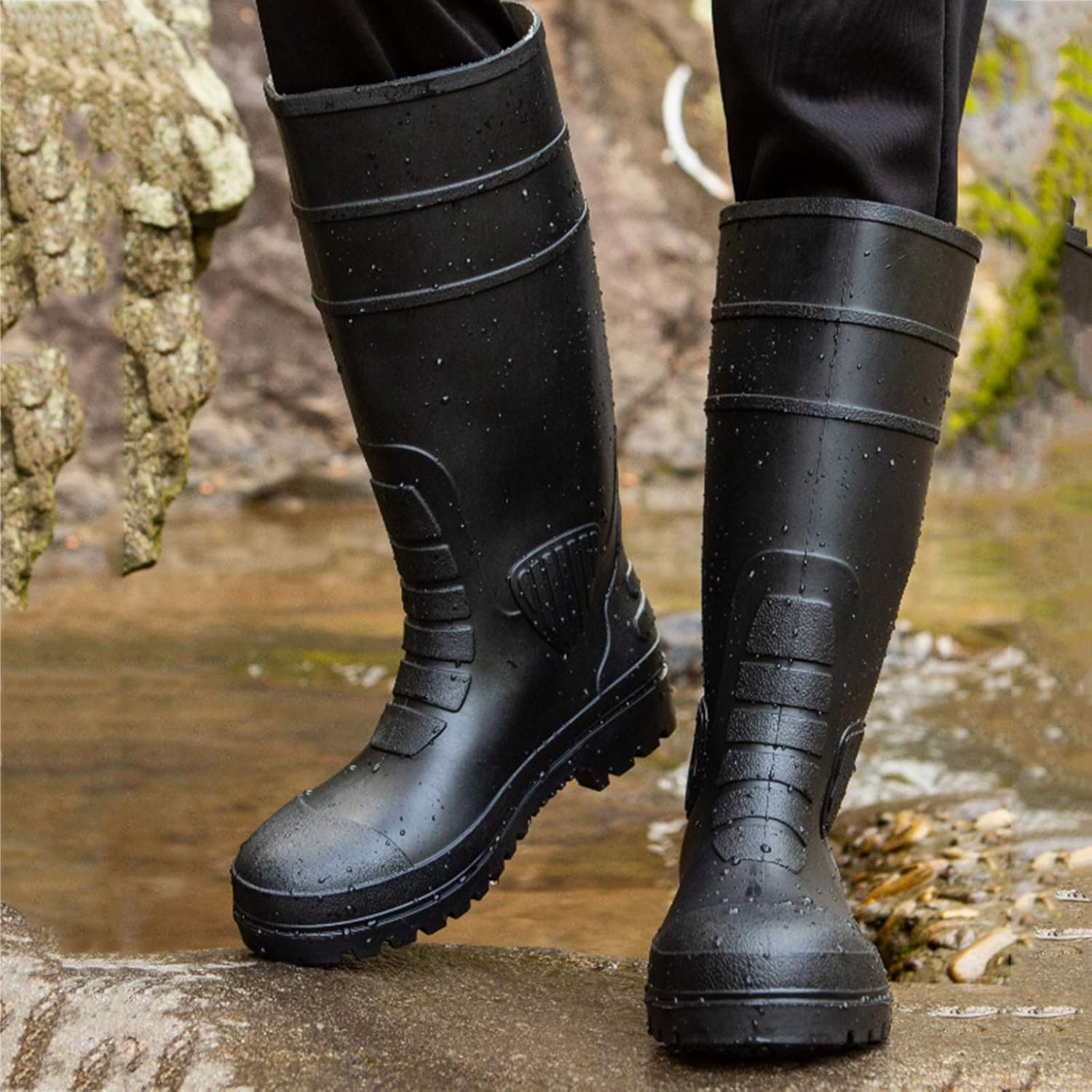 WORKMAN フィールドブーツ ガーデン のパーツレビュー | ソリオハイブリッド(モトノア) | みんカラ [KAMPCO] メンズラバーレインブーツ、ワイドカーフ防水滑り止めガーデンワークブーツ、耐久性のあるミッドハイトハンティングブーツ