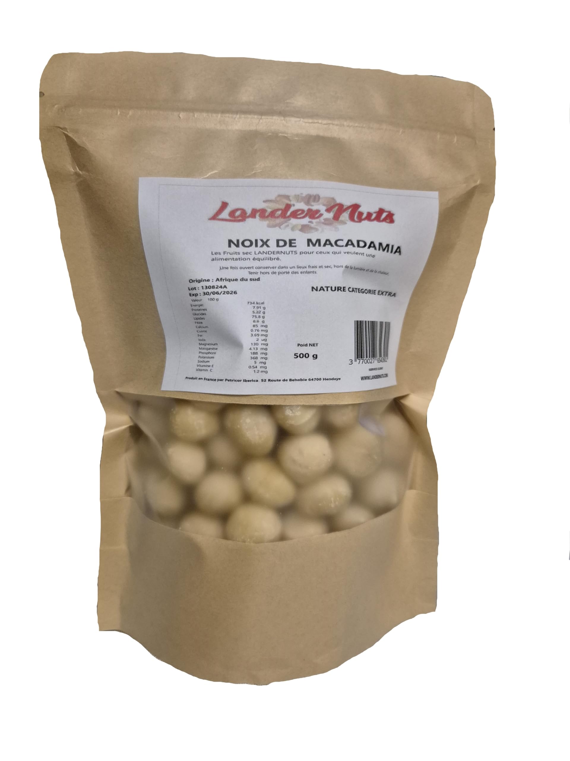 Noci Macadamia 100% Naturali Sgusciate Intere Crude Grandi [500g]. Noci di prima qualità - LANDERNUTS
