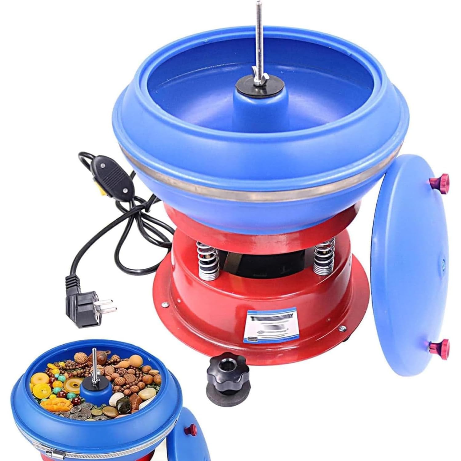 ksxnkhk Vibratory Tumbler Polisher, Vibrating Polishing Drum, Professional Rock Kit, Vibration Machine, for Grinding and Workpiece Surface, Jewelry Accessories