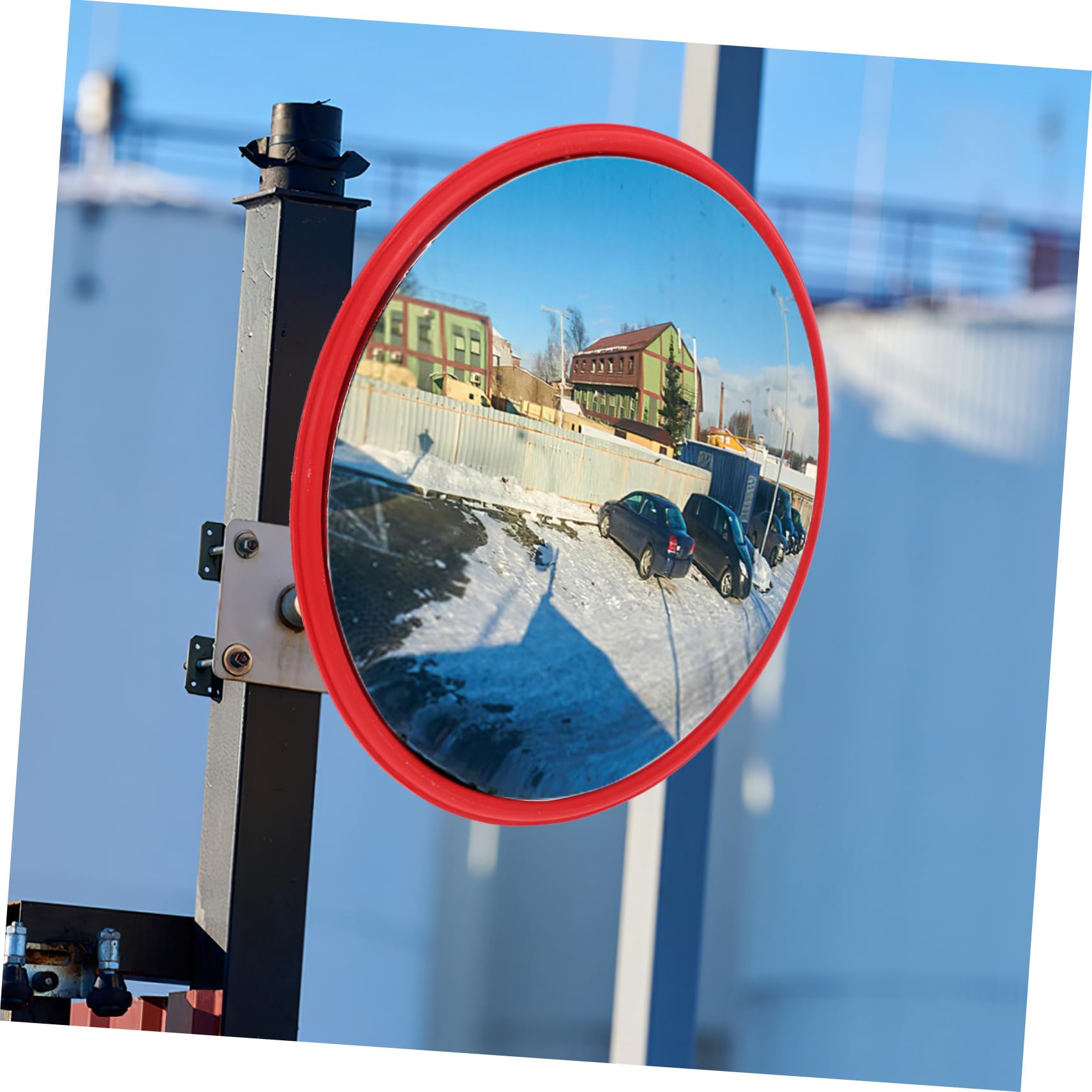 Specchio di Sicurezza Grandangolare 30cm Rosso per Garage e Outdoor | Abs Pc, Visione ad Alta Definizione, Accessori per Installazione e Istruzioni Incluse