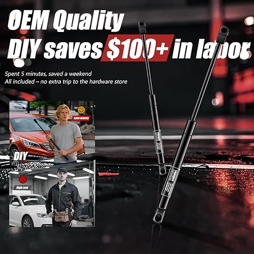 Miniatura 5 de Vepagoo PM3570 - Puntales de capó delantero compatibles con Hyundai Sonata Sedan 2015 2016 2017 4 puertas capó excluyendo soportes híbridos de