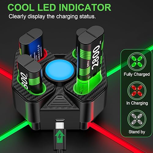 Miniatura 5 de Battery Packs for Xbox One, 4 x 2800mAh Upgrade Large Capacity Battery Packs with Fast Charger Station, Xbox Rechargeable Battery Packs Last Up to