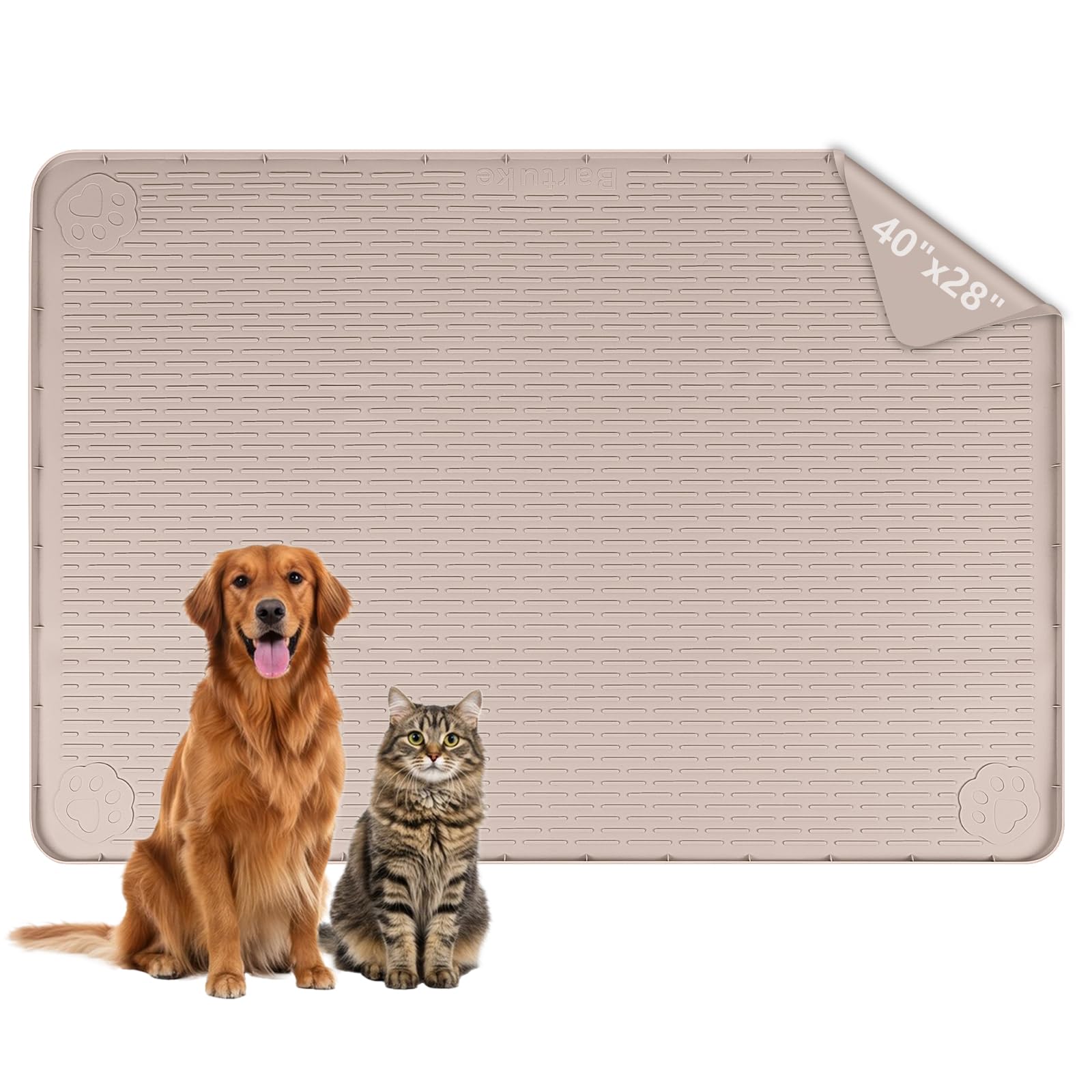 Kalolary Washable Silicone Pee Pad for Dog – Reusable Mat for Waterproof Floor Protection Mat for Puppies, Indoor Potty Training & Multi-Pet Use (Khaki（101 * 71cm）)