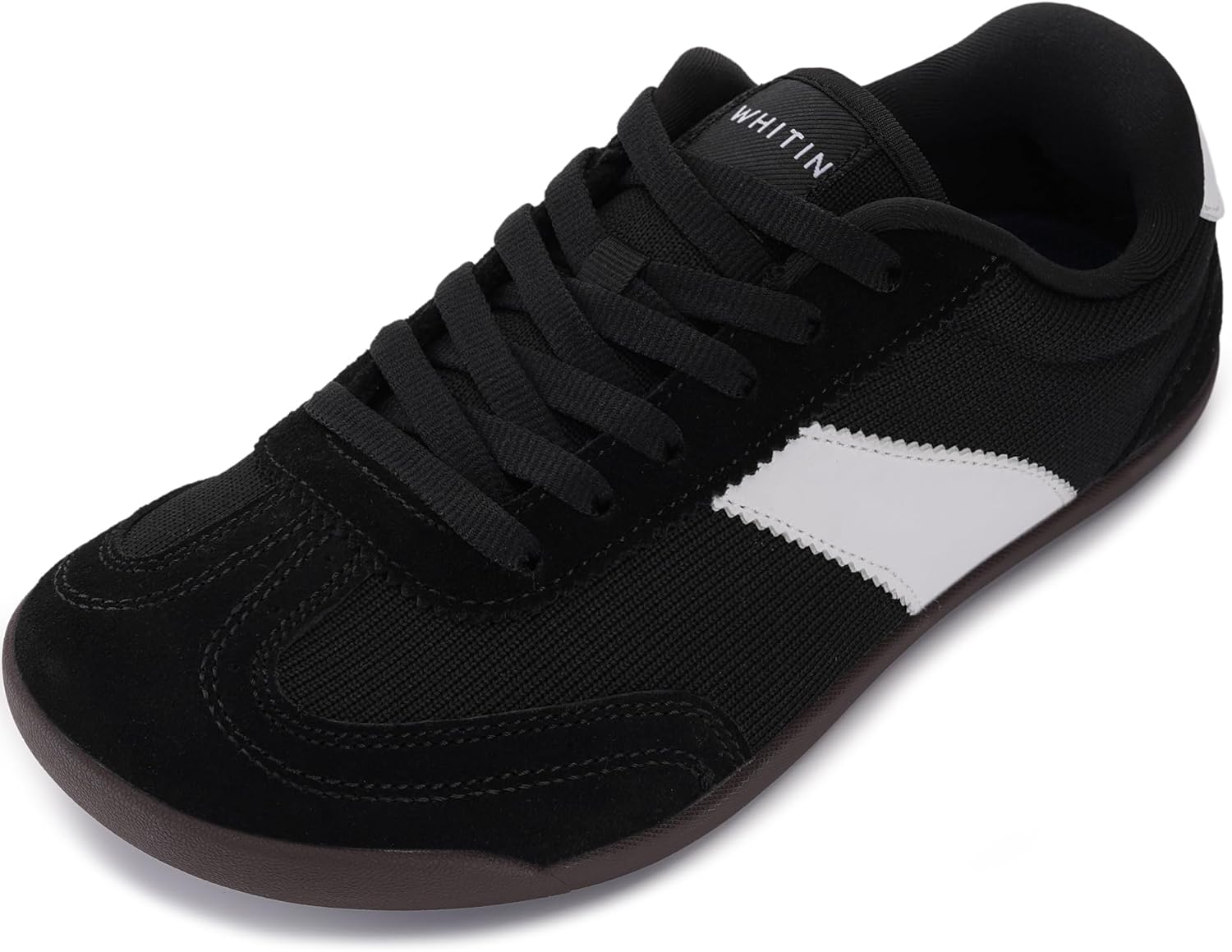 WHITIN Wide Barefoot Sneakers for Women | Brogue Toe Cap Style | Suede-Knit Hybrid