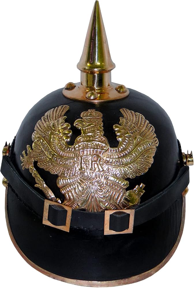 German Pickelhaube Spiked Helmet | Leather Pickelhaube Imperial Prussian Helmet | Brass Military Officer Men's Costume