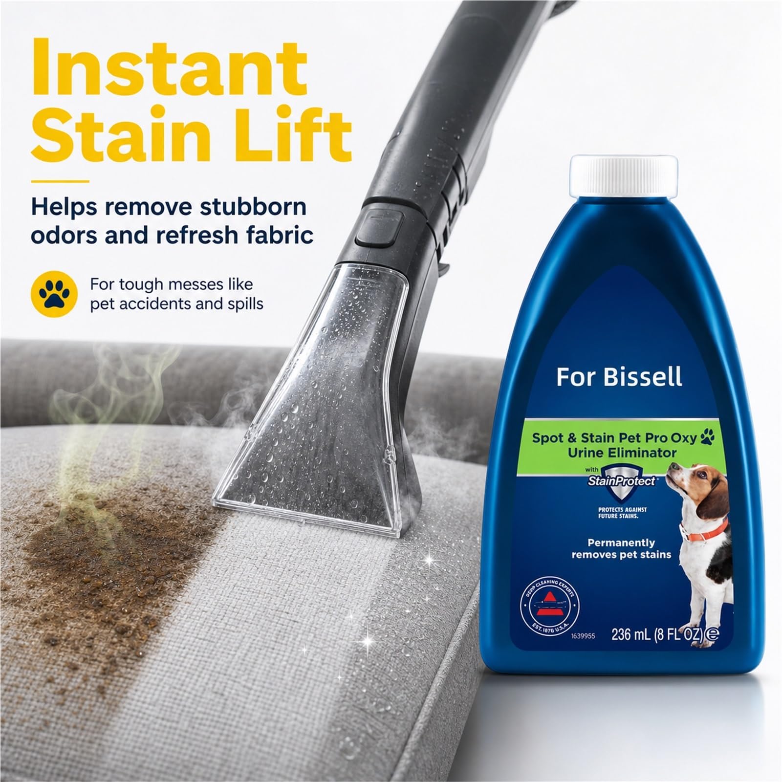 Compatible con Bissell Solución Limpiadora for Alfombras, Limpieza Profunda, Eliminador Eficaz de Olores a Mascotas, 5 Frasco, 236ml