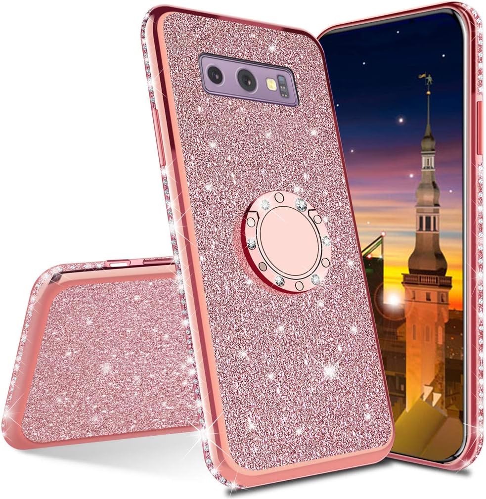 MRSTER Samsung S8 Plus Case Glitter Bling Bling TPU Case With 360 Rotating Ring Stand, Shock-Absorption Protective Shell Skin Cases Covers for Samsung Galaxy S8 Plus. GS Bling TPU - Rose Gold