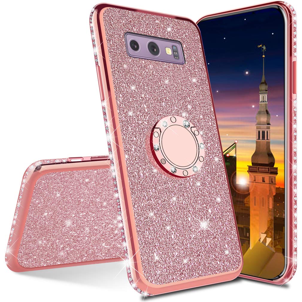 MRSTER Samsung S8 Plus Case Glitter Bling Bling TPU Case With 360 Rotating Ring Stand, Shock-Absorption Protective Shell Skin Cases Covers for Samsung Galaxy S8 Plus. GS Bling TPU - Rose Gold