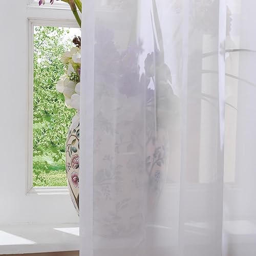 Miniatura 6 de Drapifytex Cortinas plisadas triple filtrantes de luz de 84 pulgadas de largo por 56 pulgadas de ancho, de gasa transparente flotante de poliéster