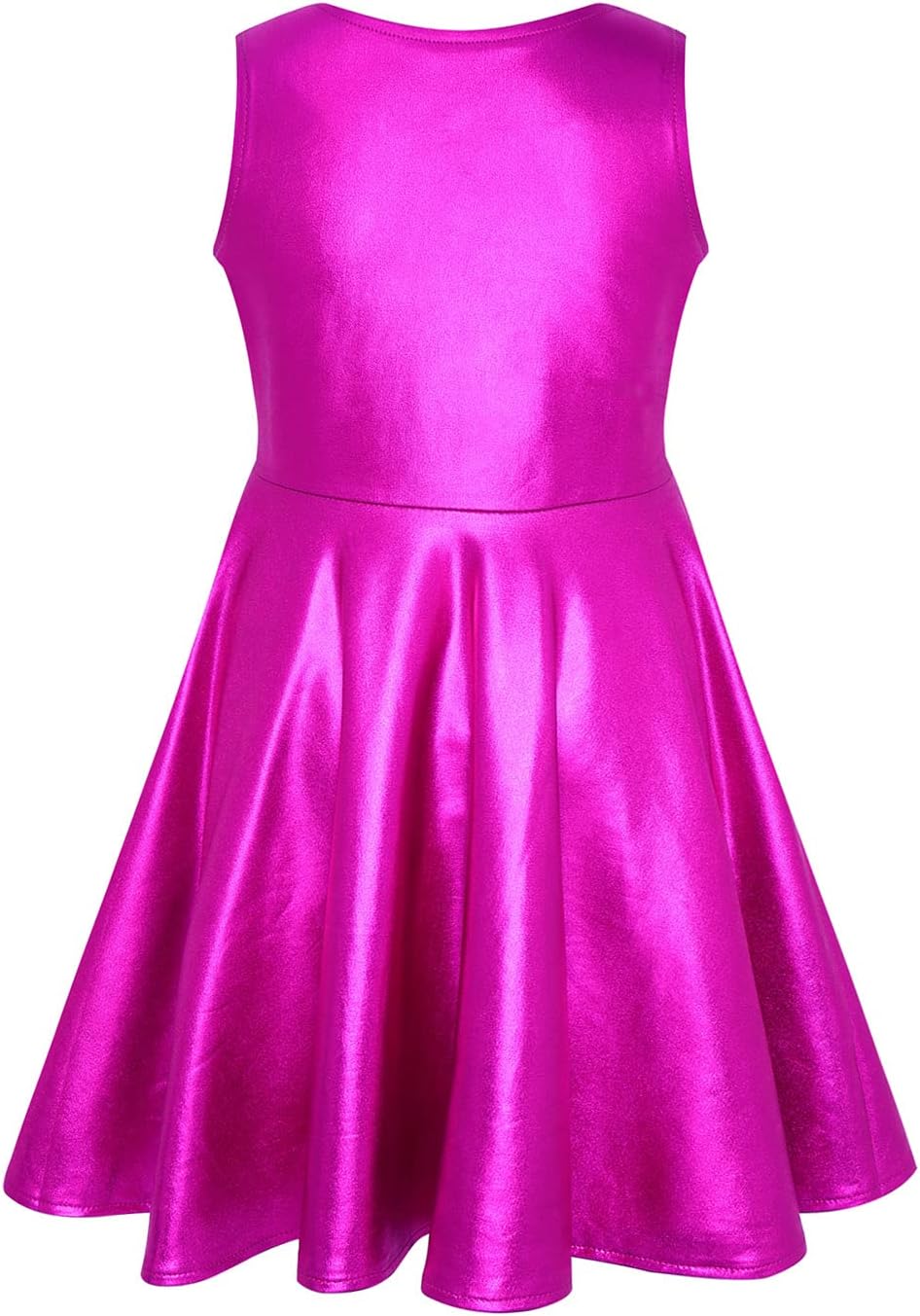 LUCKYGAL Girls Metallic Dresses Sparkly Shiny Party Twirl Dress Sleeveless Outfits - Image 2
