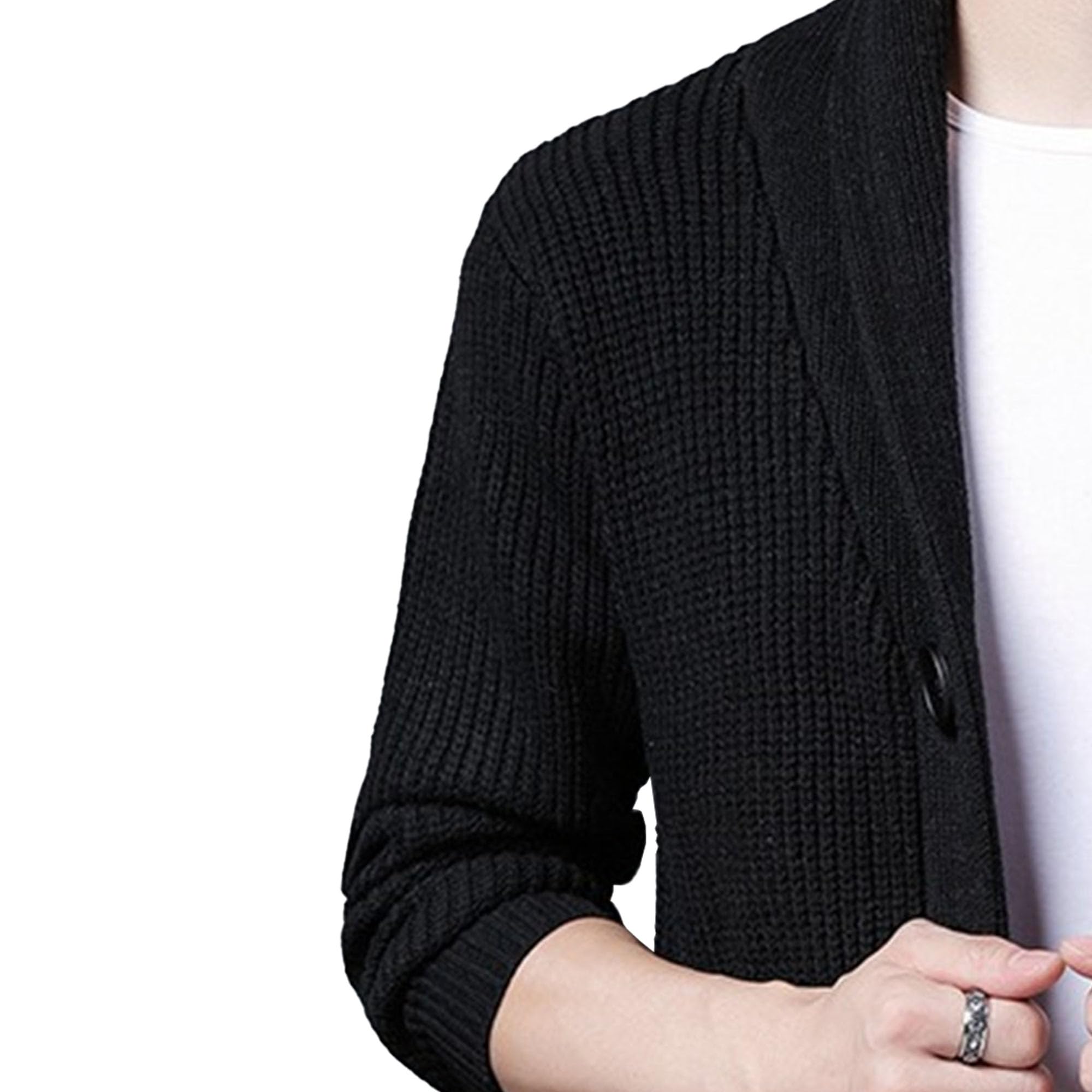Męski szal kołnierz slim fit kardigan sweter regularne prążkowane kardigany sweter męski kabel dzianina zapinana na guziki kieszenie swetry